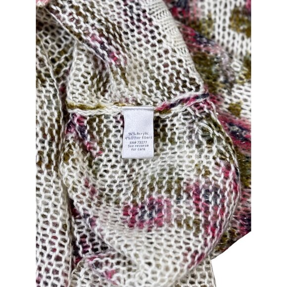Lauren Conrad Disney Womens Sweater Medium Ivy Floral Knit White Pink Green - Picture 4 of 6